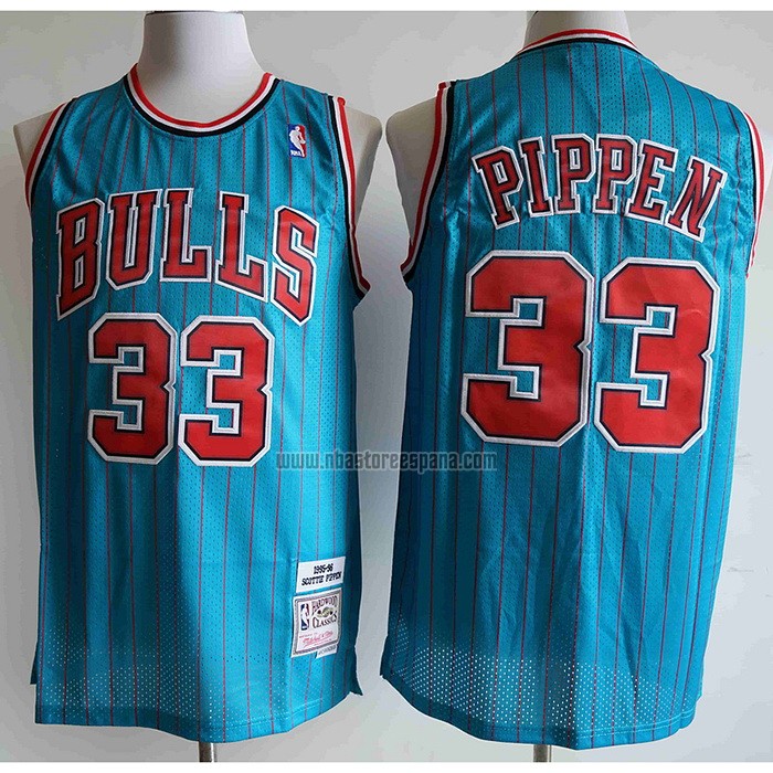 Camiseta Chicago Bulls Scottie Pippen NO 33 Mitchell & Ness 1995-96 Azul